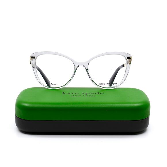 NEW KATE SPADE FLAVIA GREY CRYSTAL GOLD AUTHENTIC EYEGLASSES FRAME - Picture 5 of 9